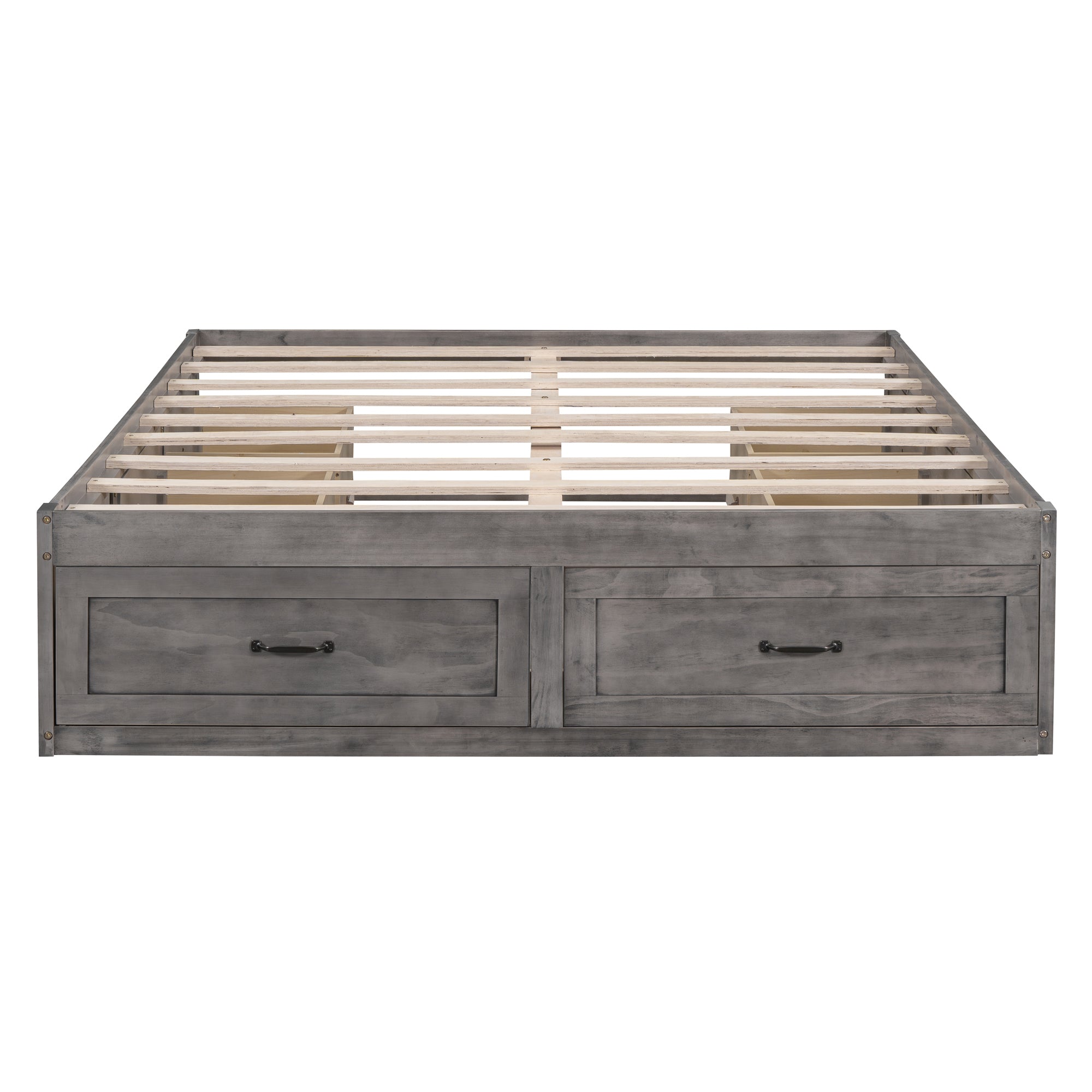 Full Size Platform Bed with 6 Storage Drawers,Antique Gray - Atlantic Fine Furniture Melbourne FL