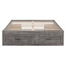 Full Size Platform Bed with 6 Storage Drawers,Antique Gray