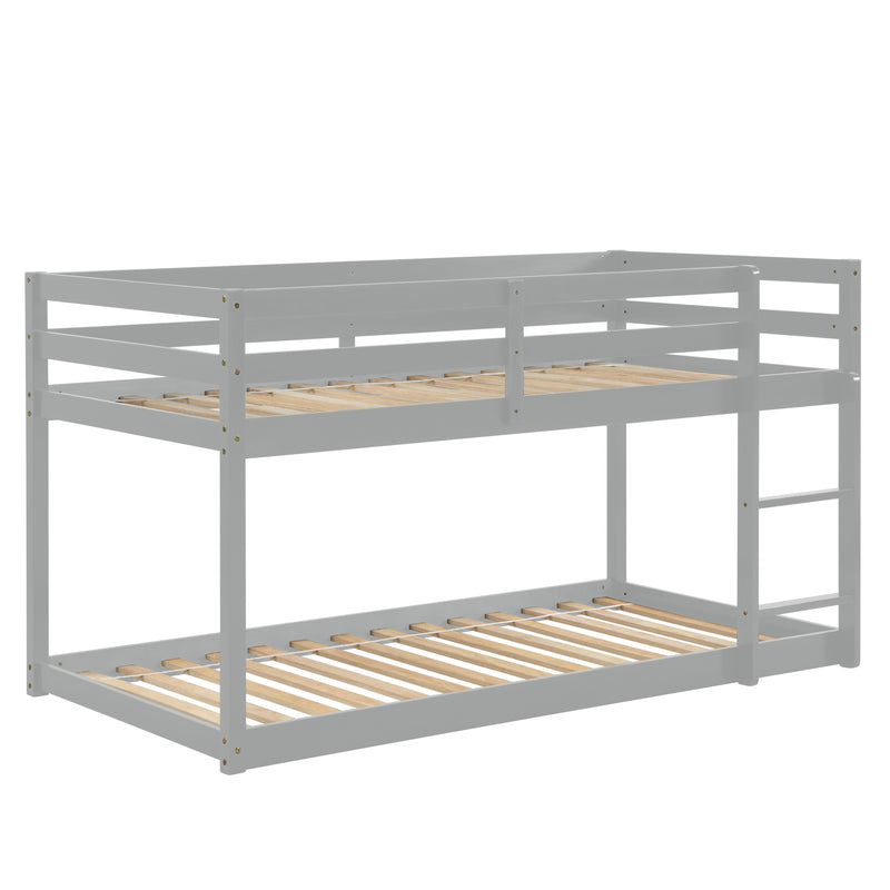 Twin over Twin Floor Bunk Bed,Grey(New SKU:W504P148536)