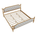 Traditional Style Solid Bed Frame With Upholstered Tufted Headboard, No Box Spring Needed