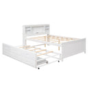 Platform Bed With Storage Headboard, USB, Trundle And 3 Drawers