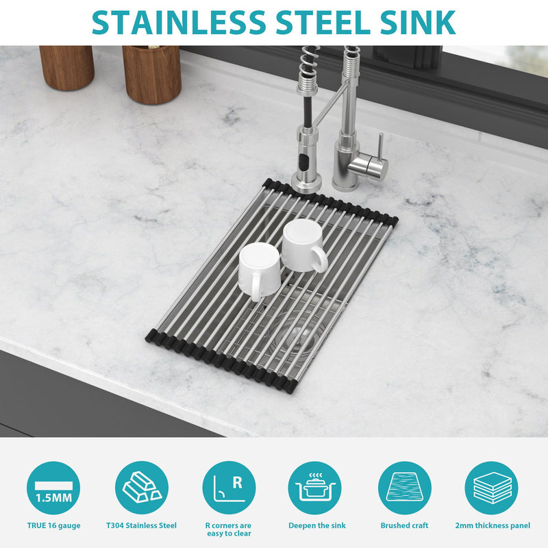 Undermount Steel Kitchen Sink, Deep Single Bowl Basin