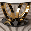 Round Dining Table With 360° Smooth Lazy Susan Stain / Heat - Gold / Black / White