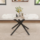 Luxurious Marble Patterned Dining Table With Metal Fork Legs