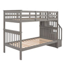 Stairway Twin-Over-Twin Bunk Bed with Storage and Guard Rail for Bedroom, Dorm, Gray color(OLD SKU :LP000109AAE)