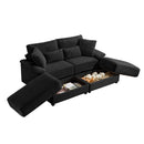 Double Chaise Lounge Set With Reversible Storage Ottomans, USB Port