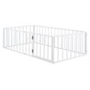 Metal Floor Bed Frame With Fence And Door