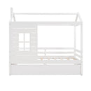 Twin Size Classic House Bed With Twin Size Trundle - White