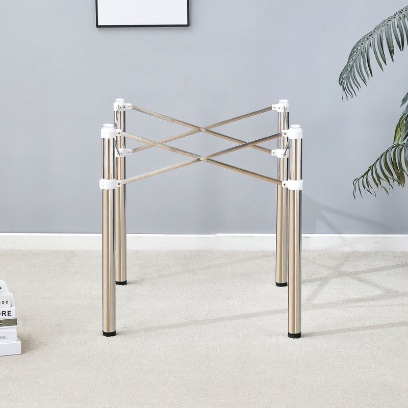 Simple Silver Stainless Steel Folding Table Frame Multifunctional Space Saving Design.Separate Folding Table Legs That Can Be Paired With Various Sizes And Styles Of Tabletops - Silver