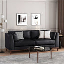 Contemporary 3 Seater Sofa With Tuxedo Arms - Black