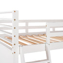Twin over Twin Wood Bunk Bed with Two Drawers - White