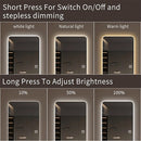 Wall Mounted Full Body Mirror With Dimming Lights Glass - Silver