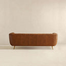 Ava - Genuine Italian Leather Channel Tufted Sofa - Gold / Tan