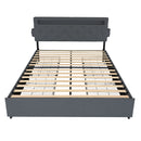 Bed With USB Charging Station, LED Lights, Headboard & Storage Drawers