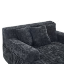 Chenille Interior Lazy Sofa Chaise Longue Armchair With 3 Pillows And Armrests