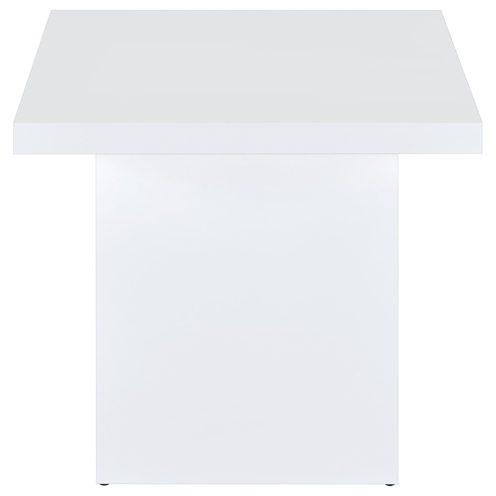 Devar Square Engineered Wood Side End Table White High Gloss