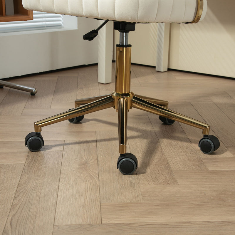 Modern Velvet Home Office Desk Chair With Adjustable Height And Swivel Wheels