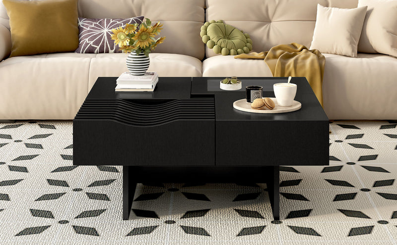 Unique Square Coffee Table With 3 Drawers