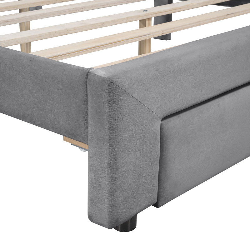 Storage Elegant Upholstered Platform Bed With Drawer