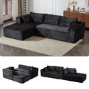 Compression Sectional Couch With Comfy Chaise, Boneless L Shape Sofa With Deep Seat