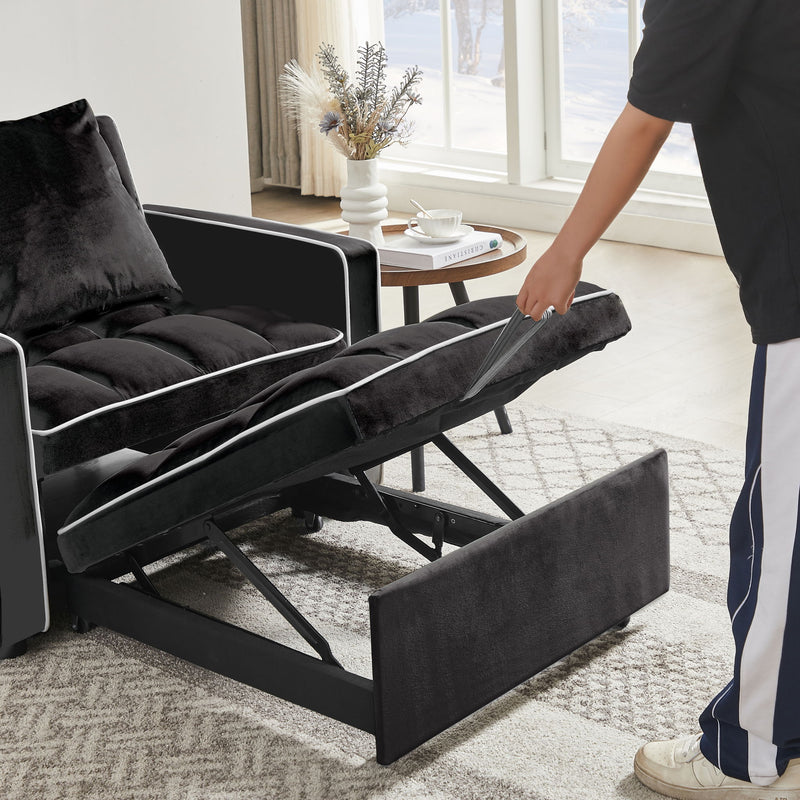 Modern Velvet 3 In 1 Sofa Bed Chair, Adjustable Recliner