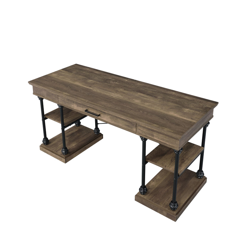 Synal - Writing Desk - Rustic Oak & Black Finish