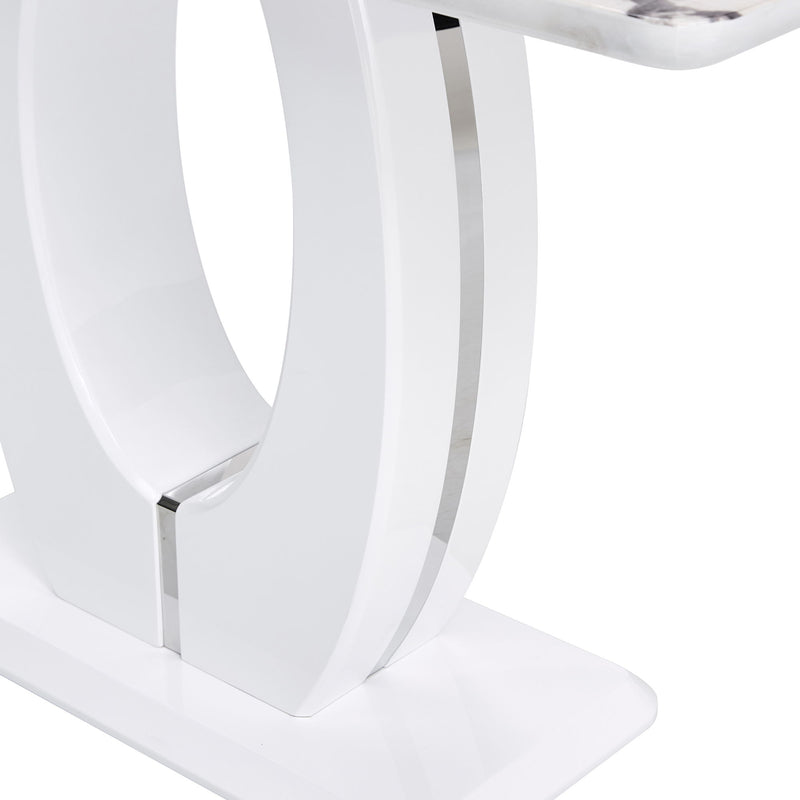 Modern Simple Glossy Rectangular Counter Bar Table For Living Room Bedroom Office Bathroom - White