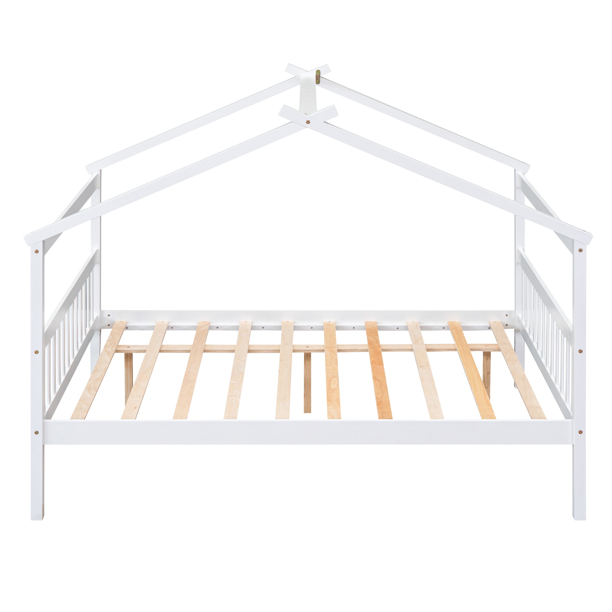 Full Size Wooden House Bed with Twin Size Trundle, White - Atlantic Fine Furniture Melbourne FL