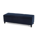 Velvet Storage Bench, Upholstered End Of Bed, Storage Ottoman Benches, Fabric Ottoman Bench With Large Storage Space For Living Room Entryway Bedroom - Dark Blue