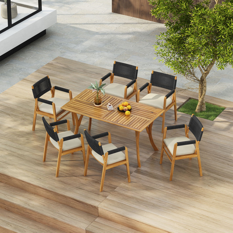 Outdoor Rustic Patio Acacia Bistro Set With Cushions