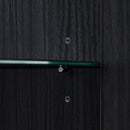 Modern Style Tall Display Cabinet With LED Lighting, Tempered Glass Door, 2 Drawers