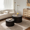 Cylindrical Coffee Table With Vertical Texture Relief