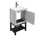 Modern Freestanding Bathroom Vanity With Ceramic Sink, Hot And Cold Faucet, 1 Door Cabinet & Open Shelf