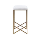 Backless Upholstered Counter Stool With Padded Seat - Ivory / Bronze