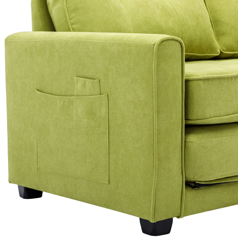 Loveseat Sofa With Pull-Out Bed Modern Upholstered Couch With Side Pocket For Living Room Office