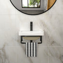 Wall Mounted Bathroom Sink With Towel Bar & Overflow - White / Black