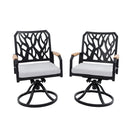 Outdoor Patio Swivel Rocker With Outdoor Grade Sunbrella Cushions, Branch Like Backrest (Set of 2) - Bourbon Brown