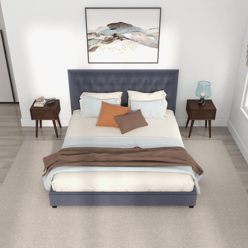 Donald - Mid-Century Modern Upholstered Platform Bed