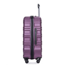 Expandable 3 Piece Luggage Sets Pc Lightweight & Durable Suitcase With Two Hooks, Spinner Wheels, Tsa Lock, (21/25/29) - Dark Purple