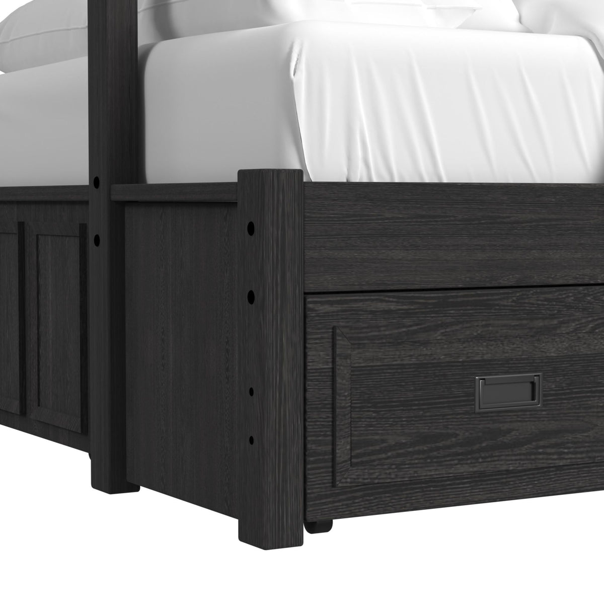 Hampton Kids Bunk With Ladder And Trundle in Black by Elements International, view 20