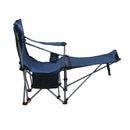 Outdoor Camping Chairs Folding Portable Adjustable Reclining Chair With Side Pockets & Cup Holder - Dark Blue