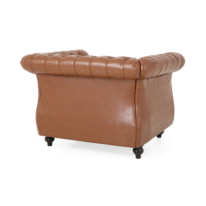 Tufted Accent Chair, Living Room - Light Brown