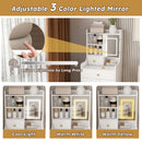3 In 1 Dressing Table With LED Mirror & Storage Stool, Compact Makeup Vanity - White