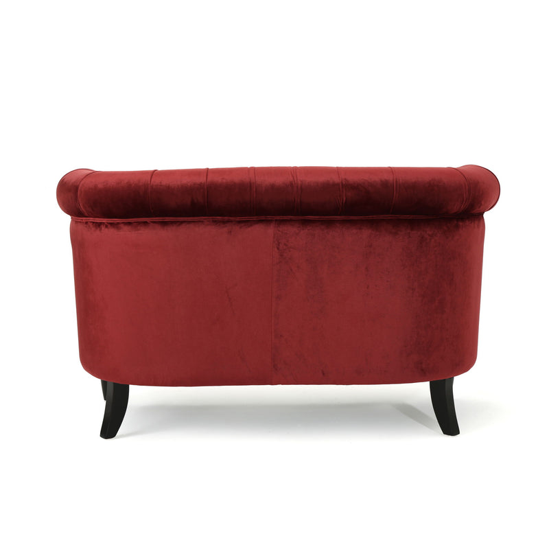 Antique Chesterfield Style Loveseat With Button Tufting
