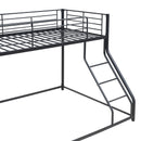 Metal Floor Bunk Bed With Sloped Ladder, Space Saving Design