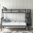 Stairway Bunk Bed With Storage And Guard Rail For Bedroom