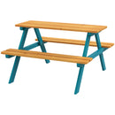 Outsunny - Kids Picnic Table Set With Wooden Table, Outdoor Bench Set With Seating For 4 Kids Ages 3-8 Years Old For Patio Garden, Easy Installation, Outdoor Indoor Use - Natural Wood