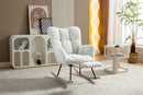Teddy Fabric Rocking Chair With Adjustable Footrest - Ivory