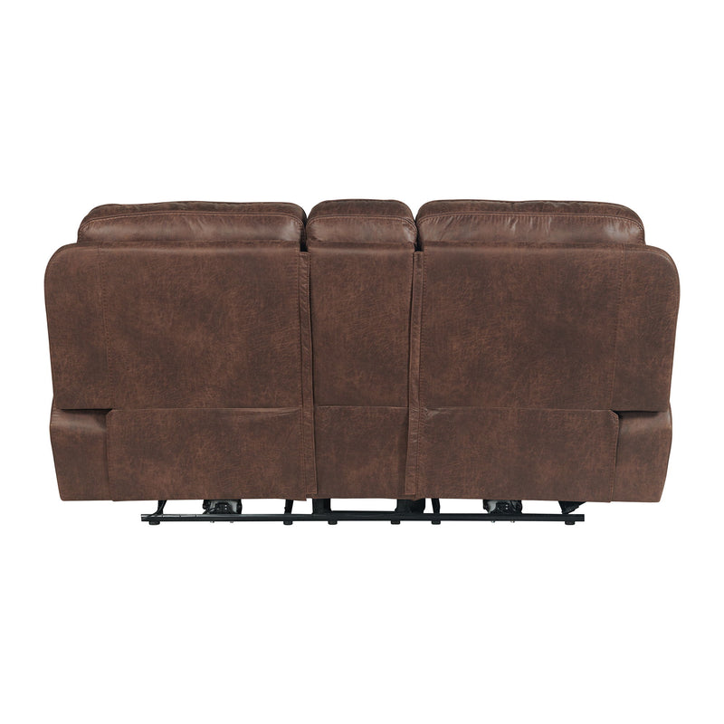 Atlantis - Power Motion Loveseat With Power Motion Head Recliner & Console - Heritage Brown