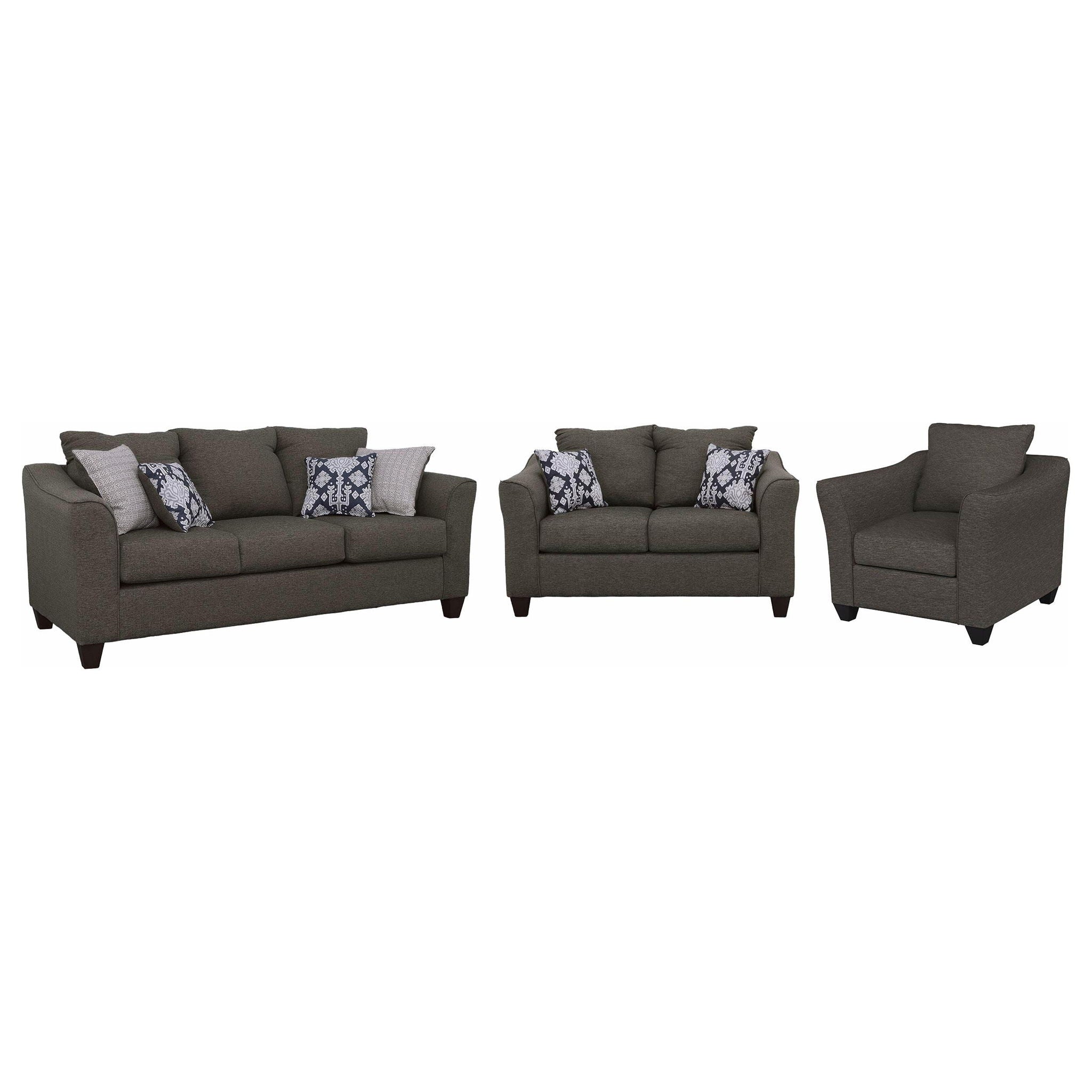 Salizar 3-piece Upholstered Flared Arm Sofa Set Grey